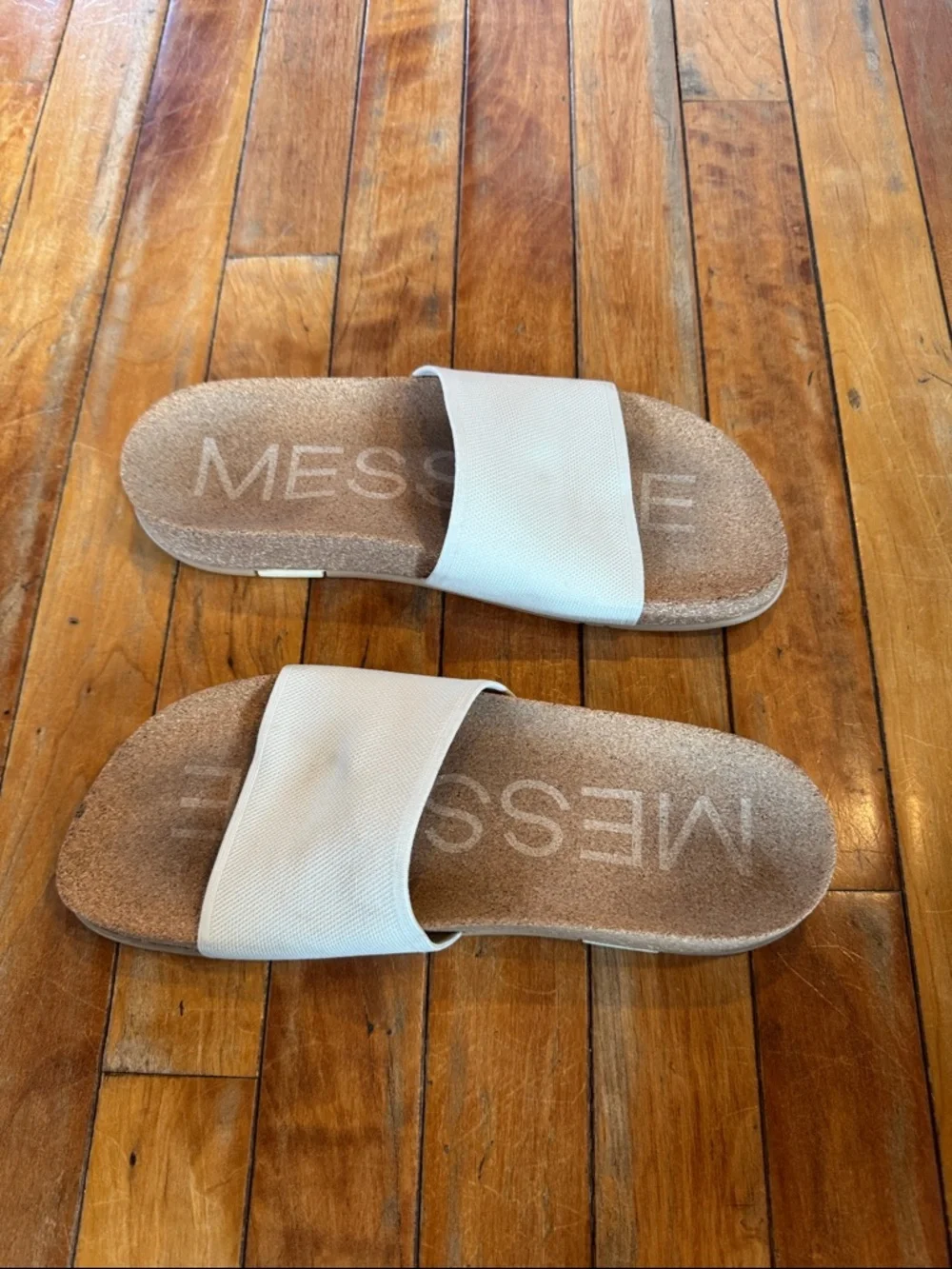 Message White Slide Sandals for Women - Picture 2 of 4